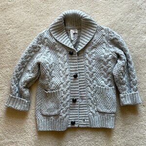 Janie and Jack Cable Shawl Collar Knit Cardigan Gray Heather Size 18-24 months